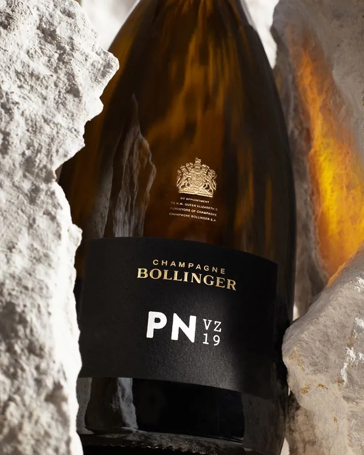 Champagne Bollinger PN dans la roche, nature morte au Studio 258